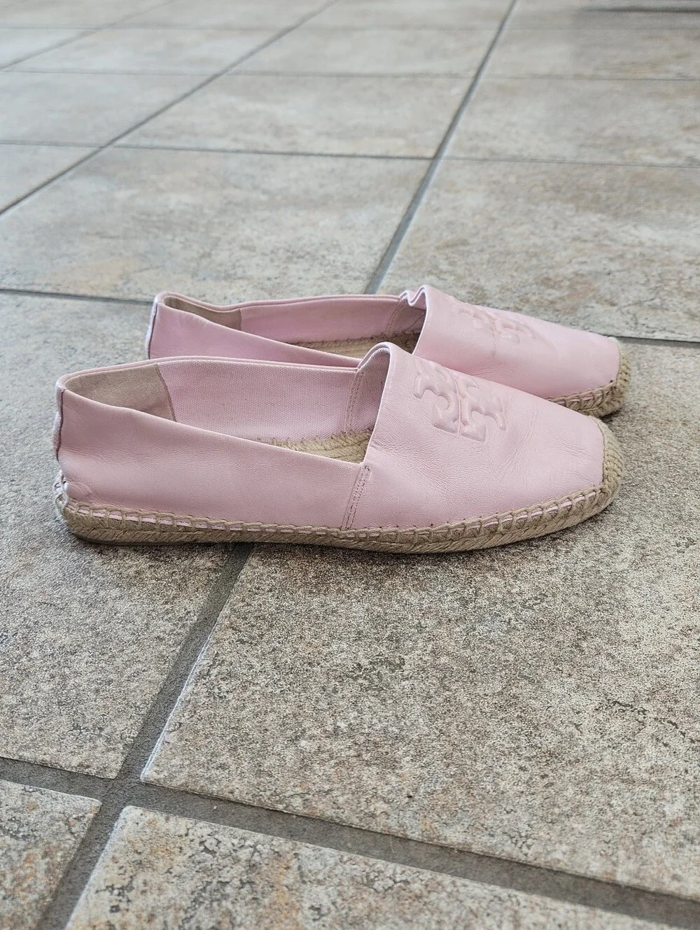 Tory Burch Light Pink Leather Espadrille Flats